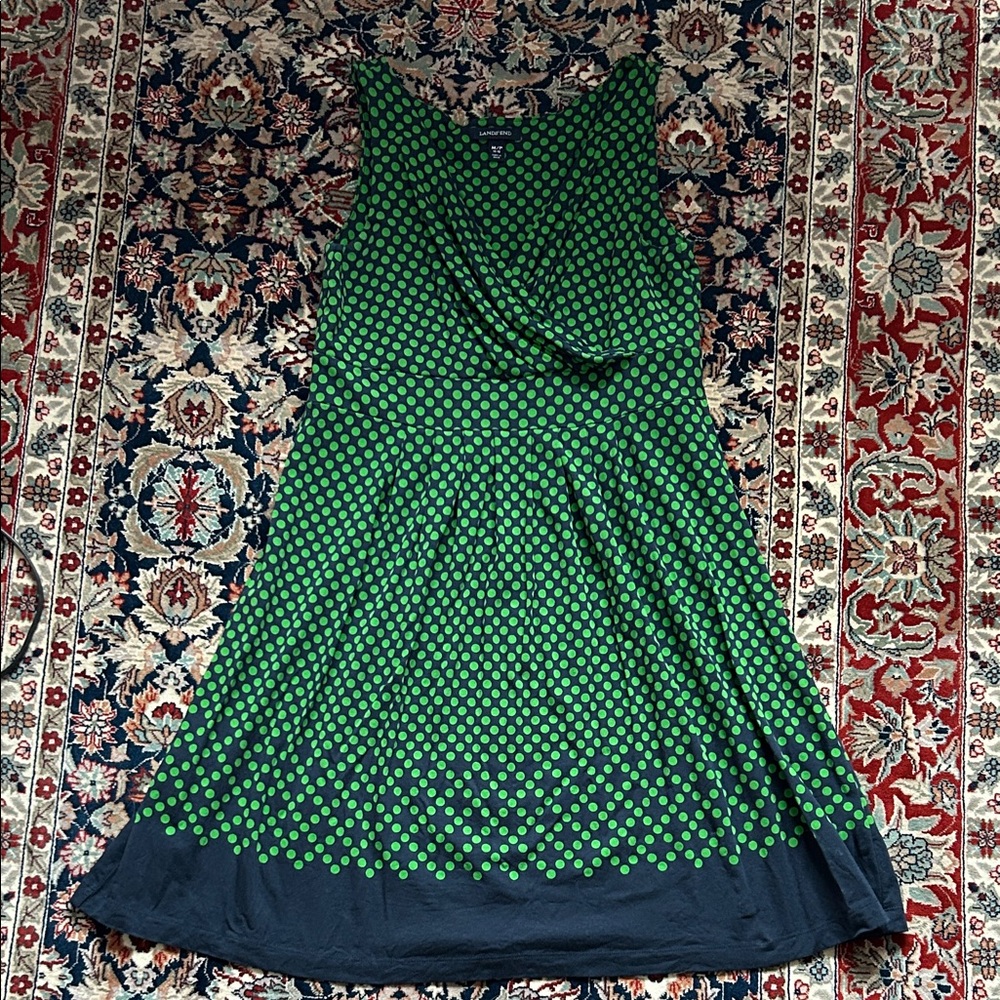 Lands' End Green and Navy Midi Dress